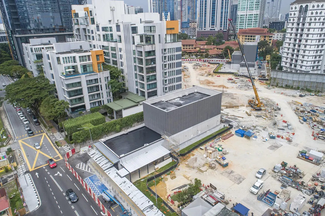 Aerial view of the Conlay MRT Station Entrance B.