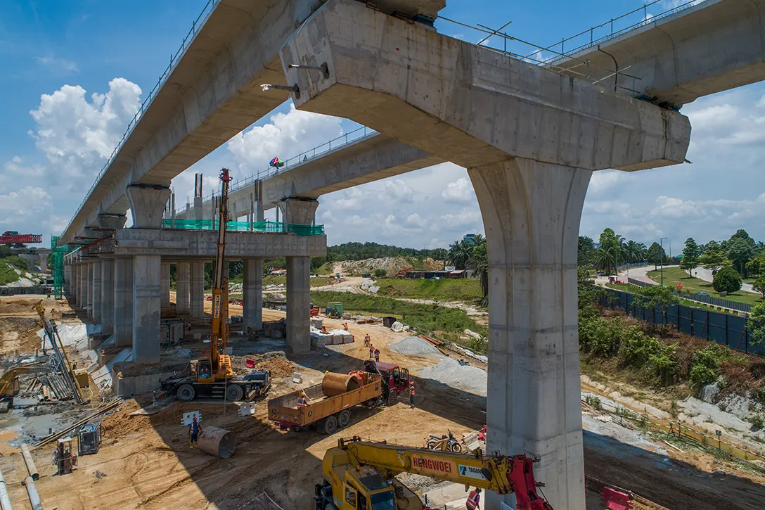 Traction power substation works in progress at the Cyberjaya City Centre MRT Station site.