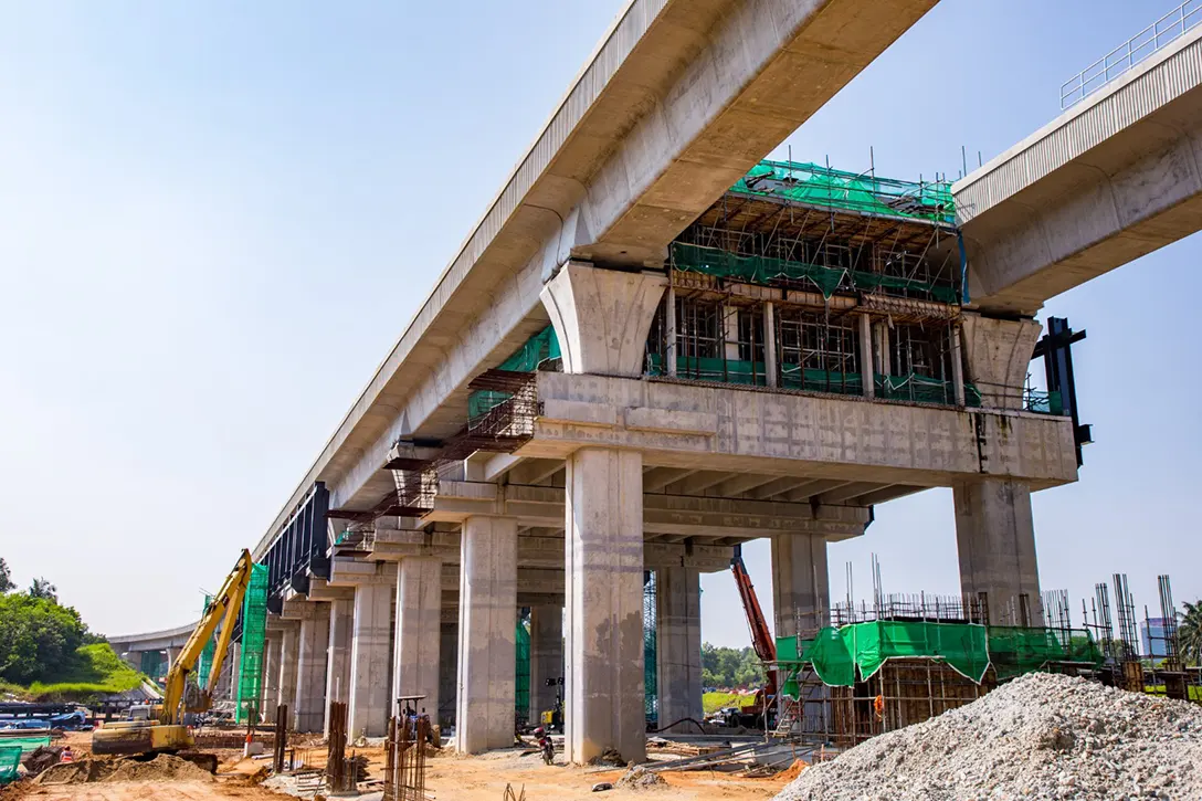 Ground view of the Cyberjaya City Centre MRT Station site showing the works at entrance, ground floor and staircase.