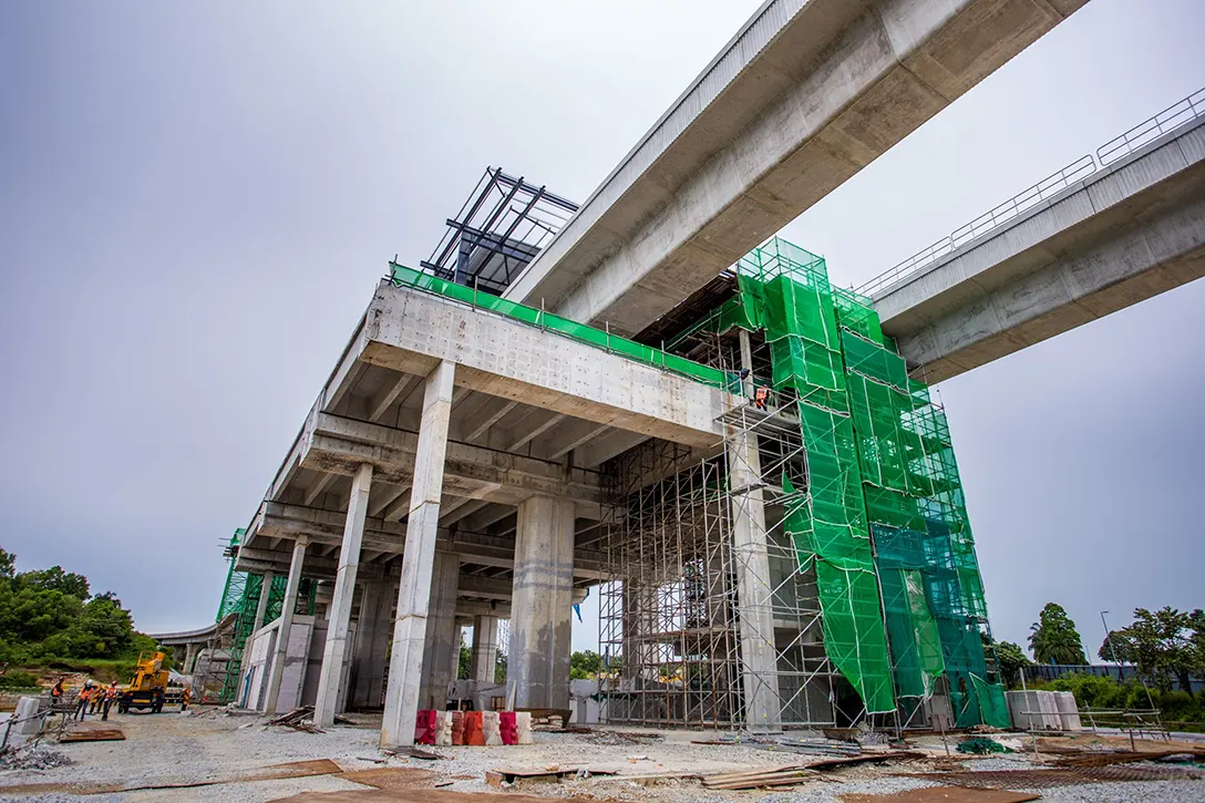 Exit staircase reinforced concrete works almost completed at the Cyberjaya City Centre MRT Station site.
