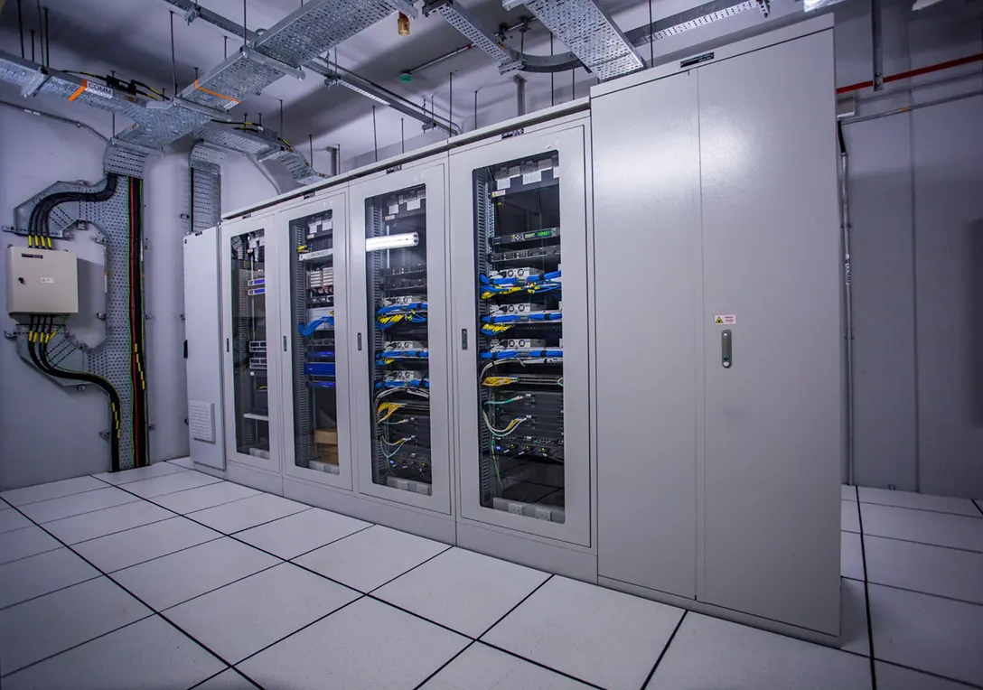 Testing of telecommunication in Telecommunication Equipment Room in progress at the Cyberjaya City Centre MRT Station.