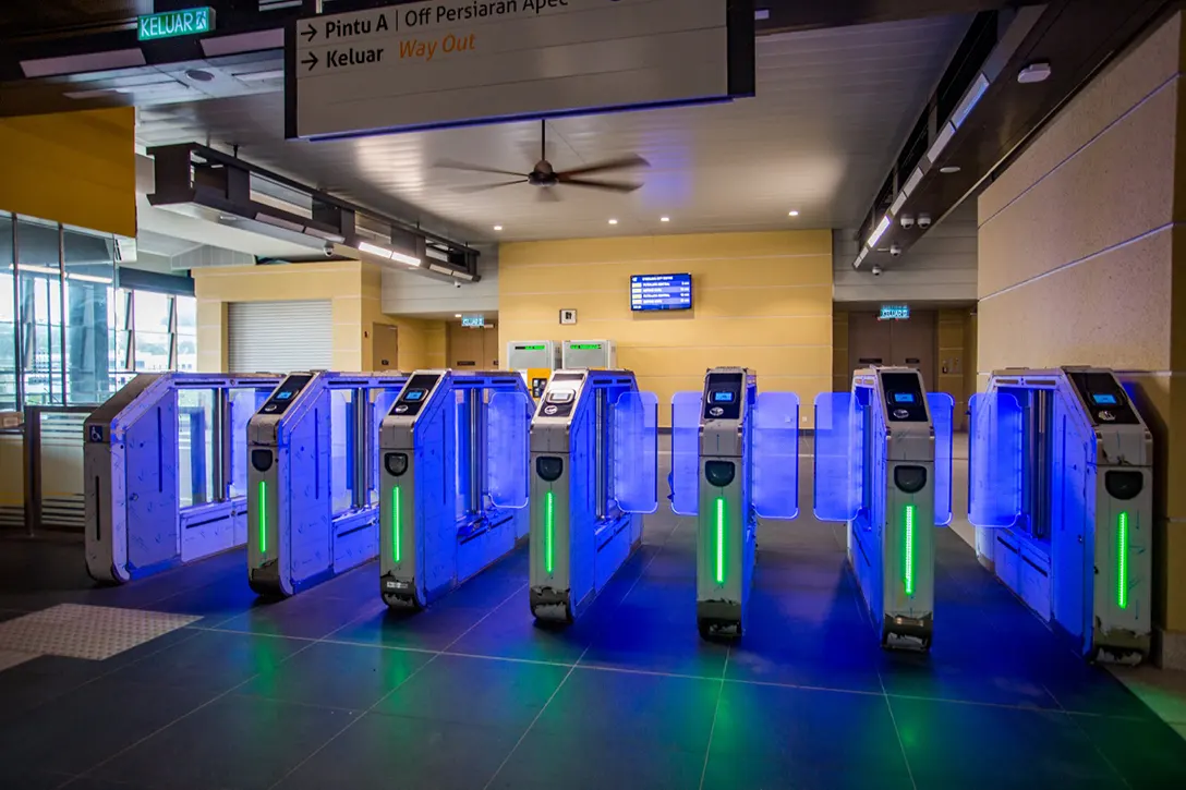 Testing for Automatic Fare Collection system in progress at the Cyberjaya City Centre MRT Station.