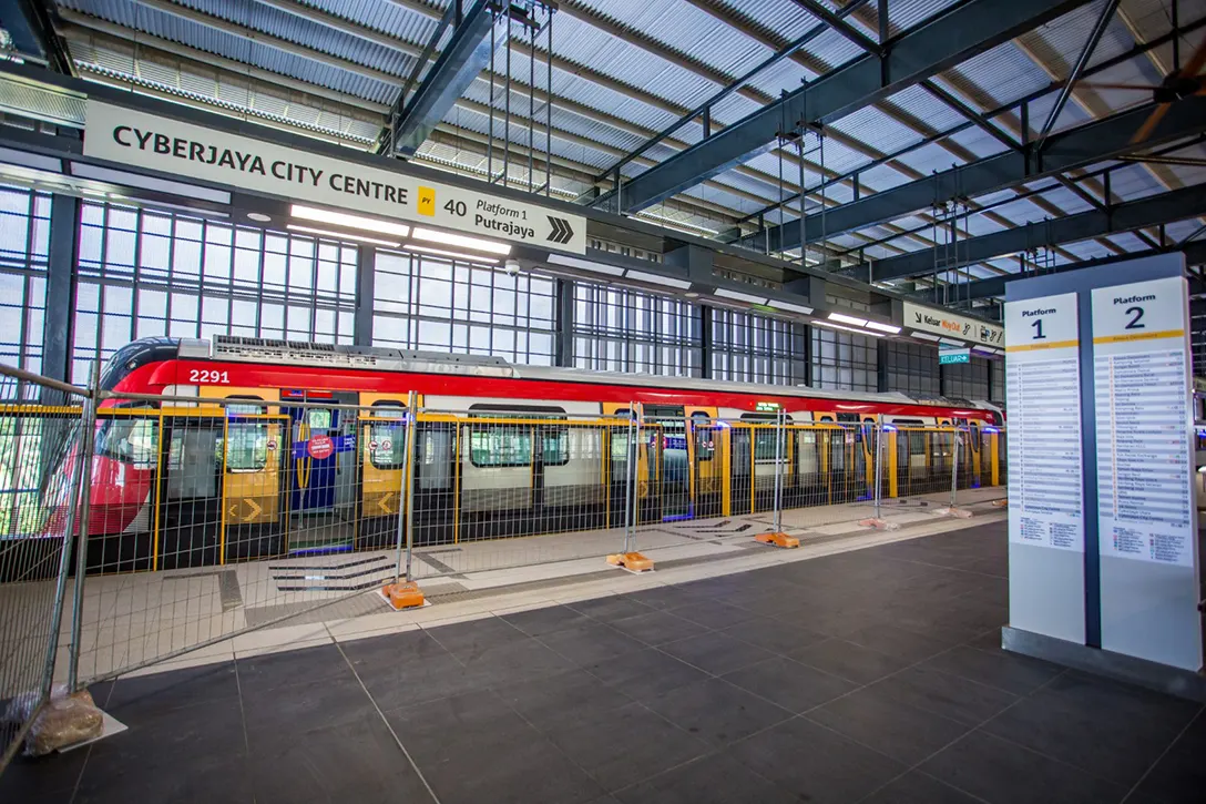 Testing train works are in progress at the Cyberjaya City Centre MRT Station