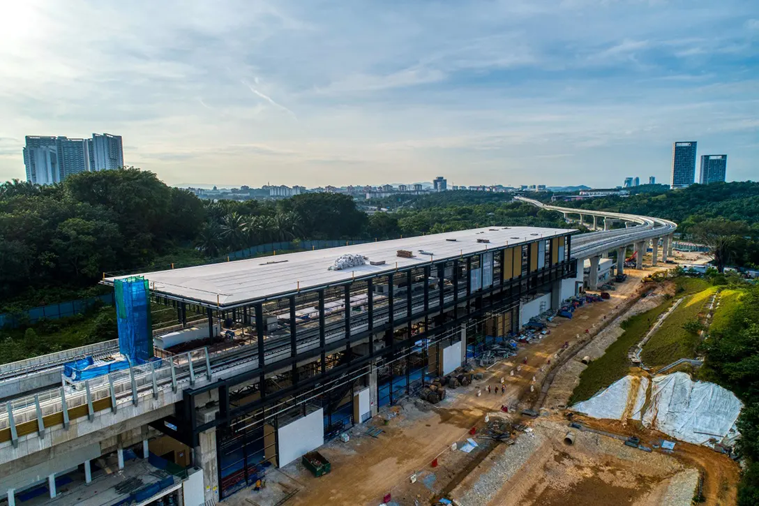 Aerial view of the Cyberjaya Utara MRT station