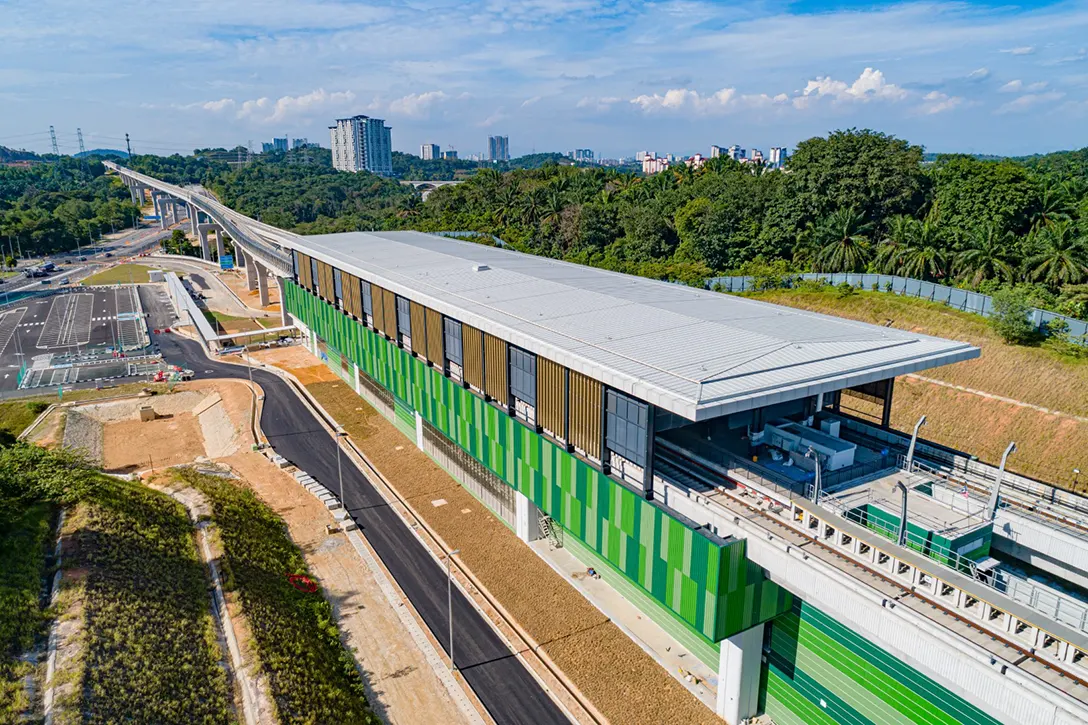 Overview photo of Cyberjaya Utara MRT Station and external works in progress.