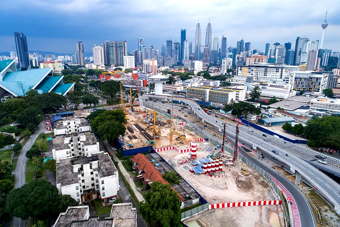 Arial view of the Hospital Kuala Lumpur MRT station and its surrounding.