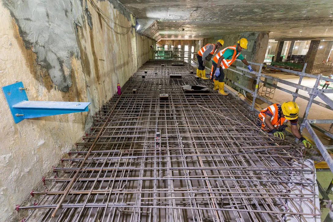 Construction of reinforcement concrete double slab for the retail room at the Hospital Kuala Lumpur MRT Station concourse level
