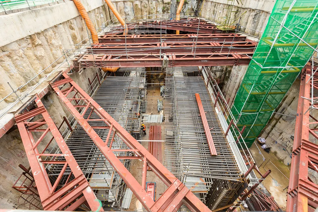 Ongoing reinforced concrete segment box 1 & 2 for Adit A box jacking works of the Hospital Kuala Lumpur MRT Station site.