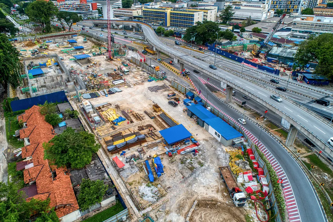 Aerial view of the Hospital Kuala Lumpur MRT Station.