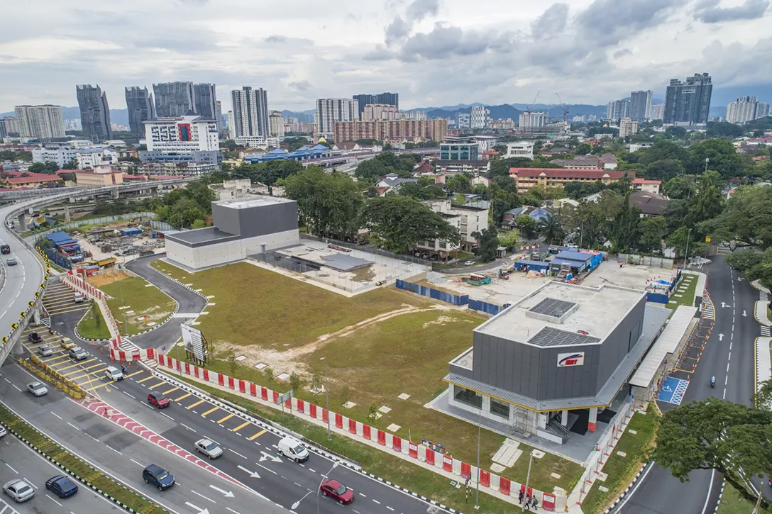 Ongoing turfing and rectification works at the Hospital Kuala Lumpur MRT Station ground level.