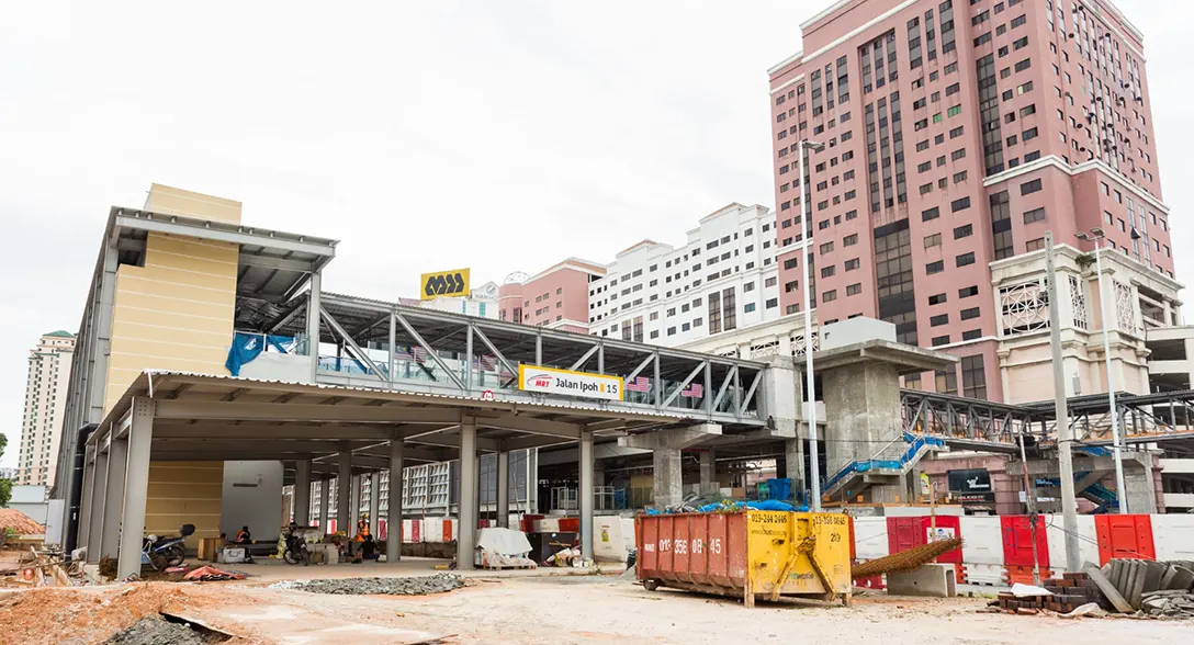 View of the Jalan Ipoh MRT Station showing the screeding works for Entrance 2 in progress.