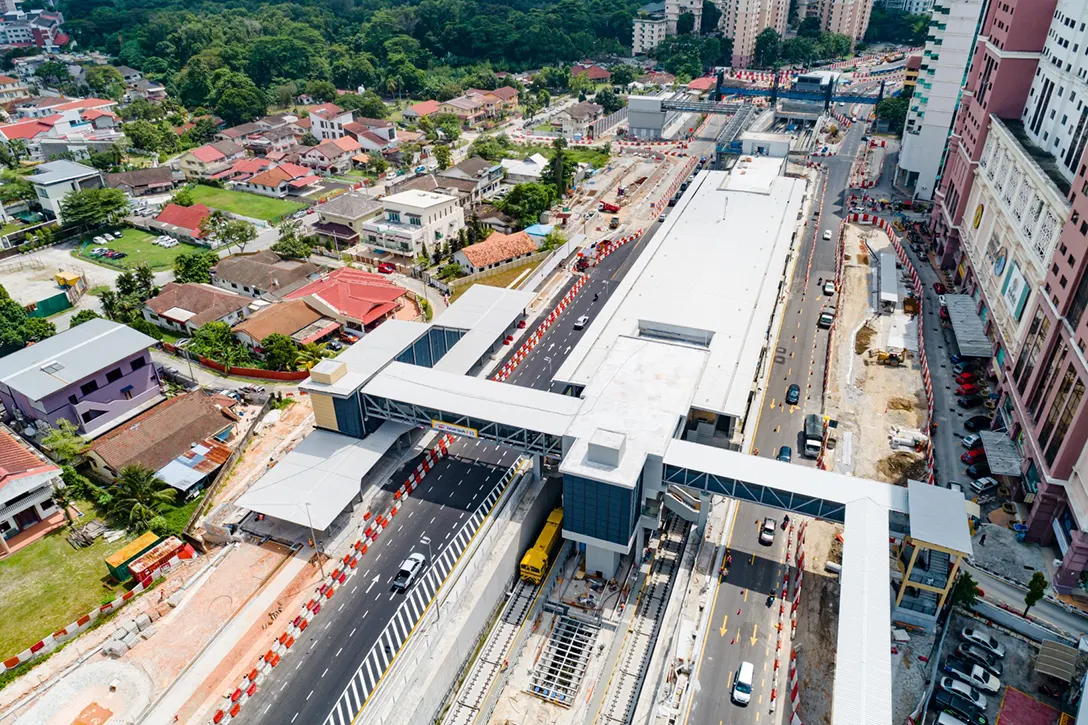 Aerial view of the Jalan Ipoh MRT Station showing the touch up works in progress