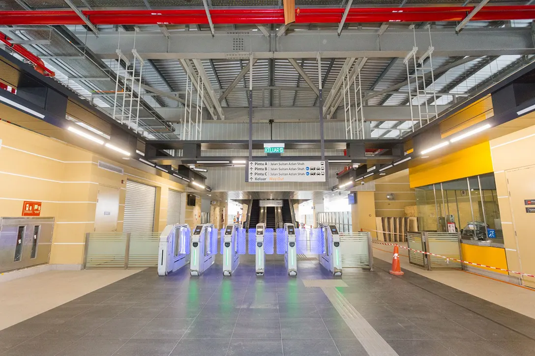 Testing and commissioning of Automatic Fare Collection gate system in progress at the Jalan Ipoh MRT Station