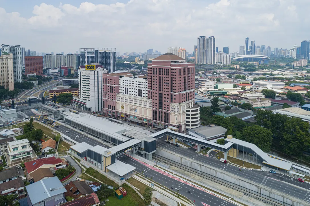 Aerial view of the Jalan Ipoh MRT Station showing the defect rectification works in progress.