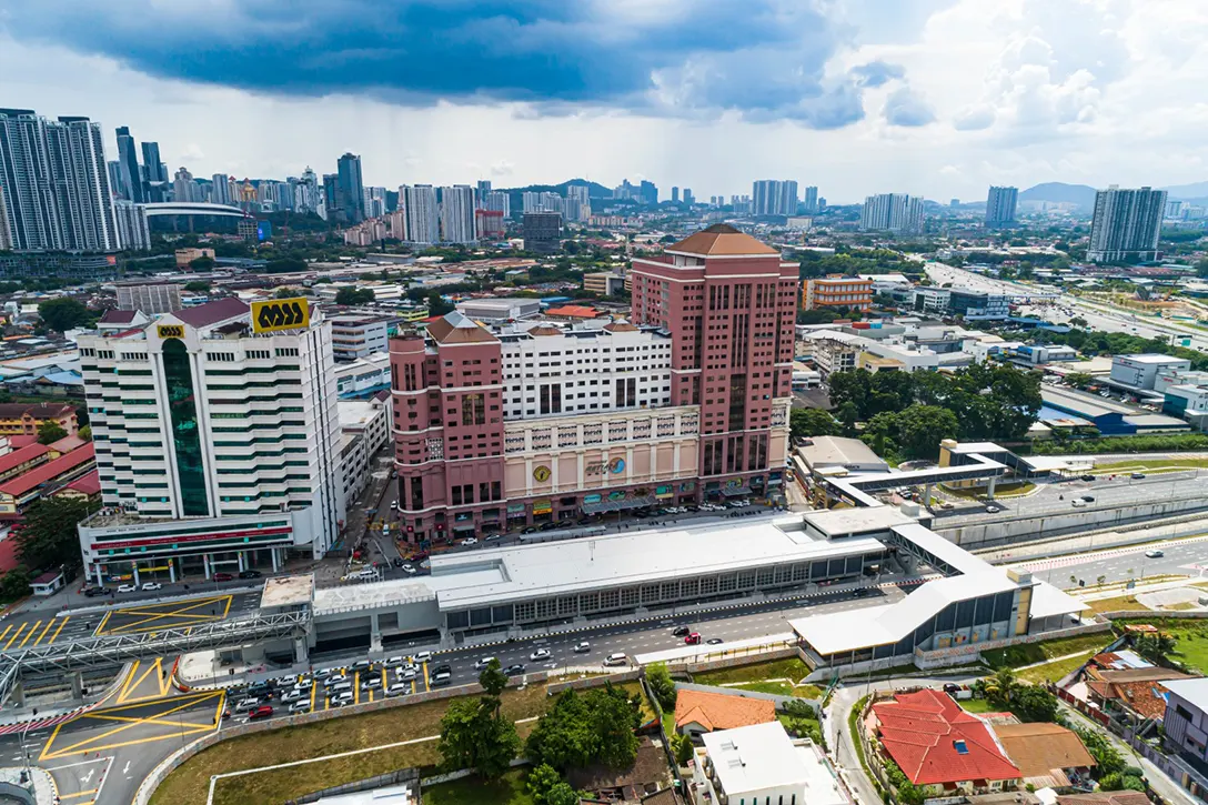 Aerial view of the Jalan Ipoh MRT Station showing the defect rectification works in progress.