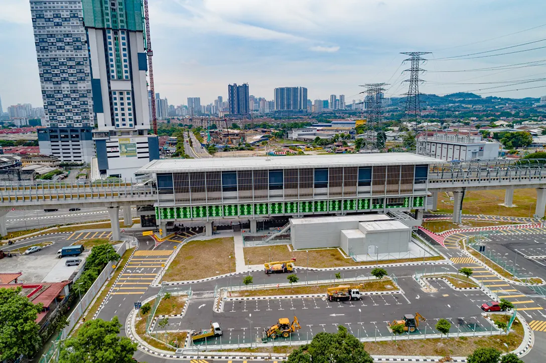 Aerial view of the Jinjang MRT Station showing the rectification works for defects list in progress