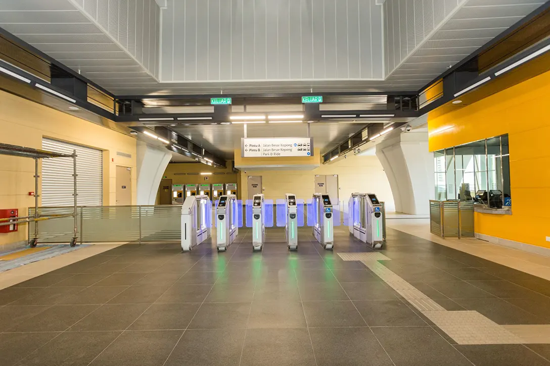 Testing of automatic fare collection gate system in progress at the Jinjang MRT Station