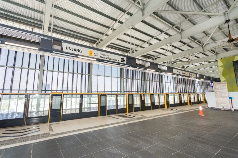 View inside the Jinjang MRT Station showing the site cleaning in progress for handing over to the operator, Rapid Rail