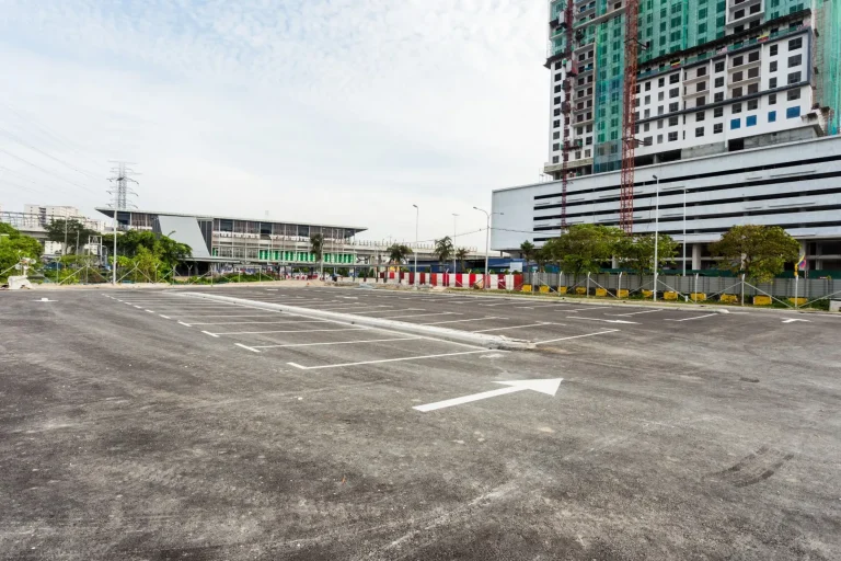 Line marking works in progress at the At-Grade Park and Ride for Jinjang MRT Station