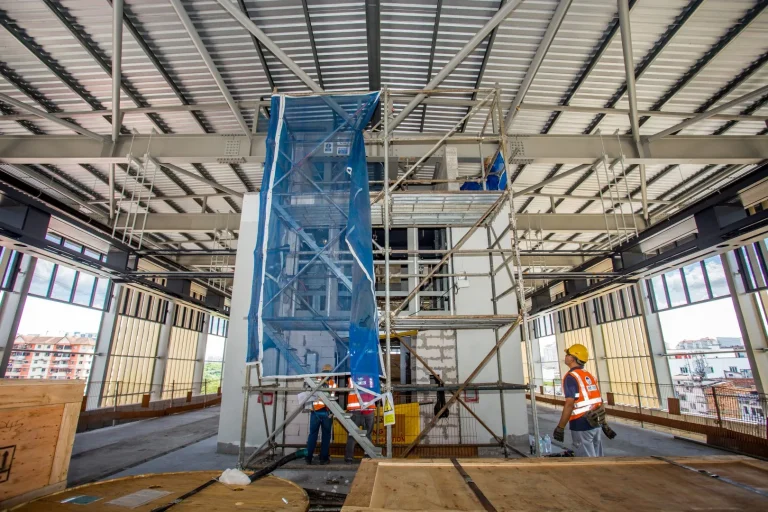 Blockworks for lift in progress at the Kampung Batu MRT Station