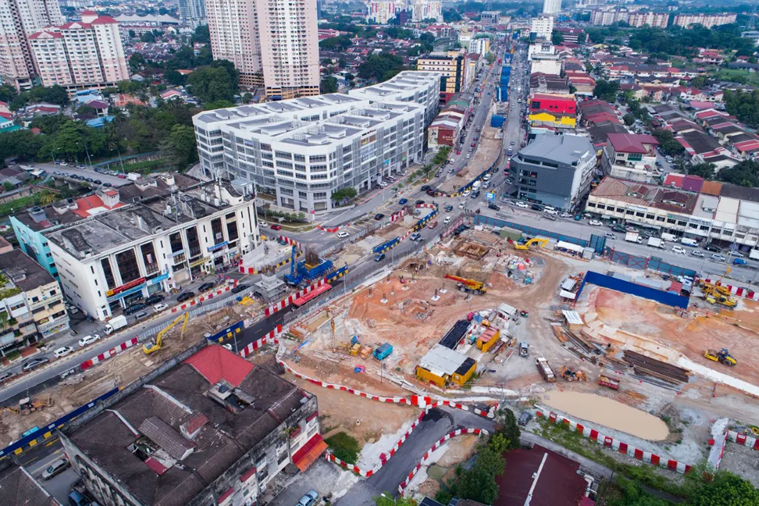 Micro-piling works in progress at the Kentonmen MRT Station north entrance site
