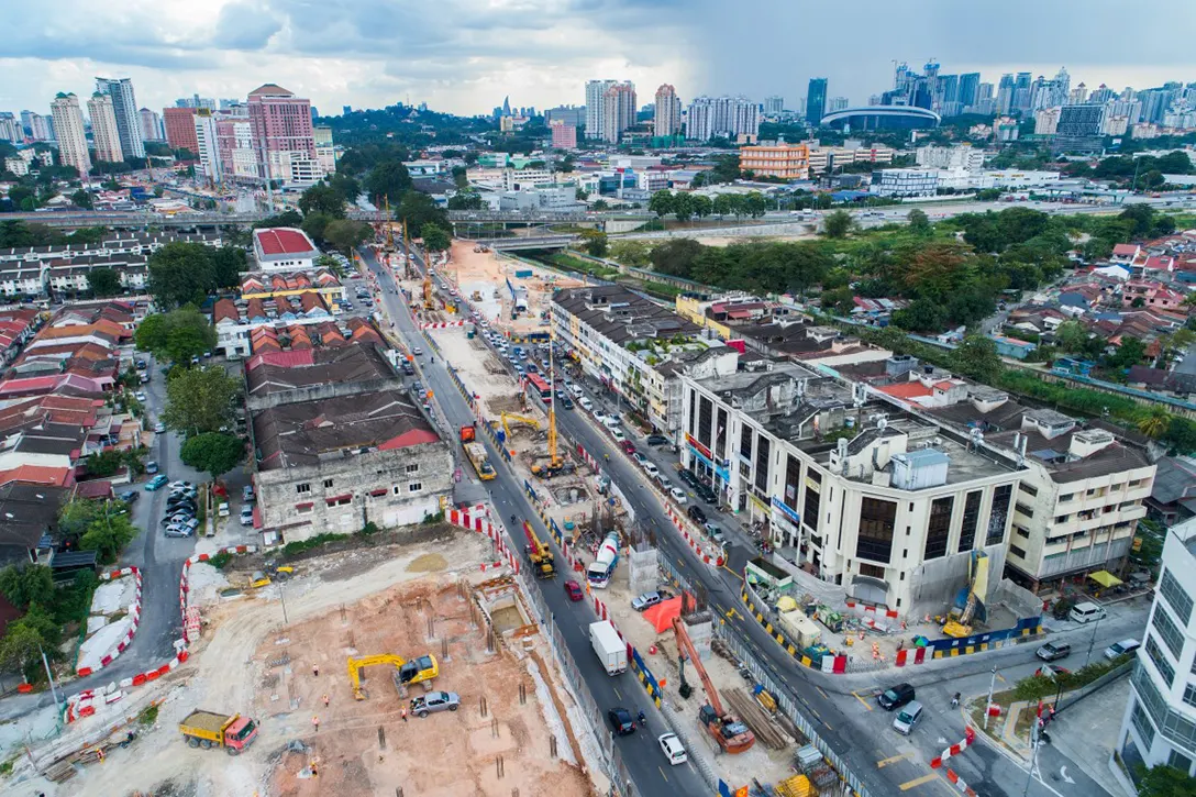 Ongoing pile cap excavation works at the Kentonmen MRT Station site.