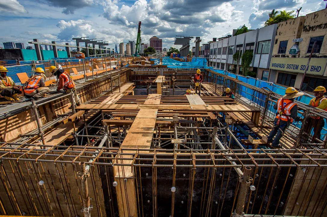 Reinforced Concrete works in progress for lift pit at the Kentonmen MRT Station site.