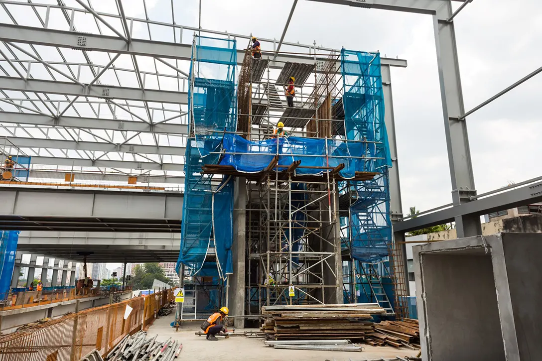 Conreting lift wall works in progress at the Kentonmen MRT Station site.