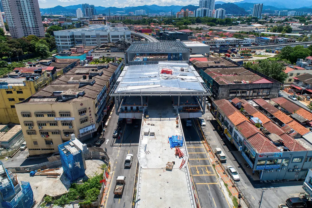 Roofing works in progress at the Kentonmen MRT Station.