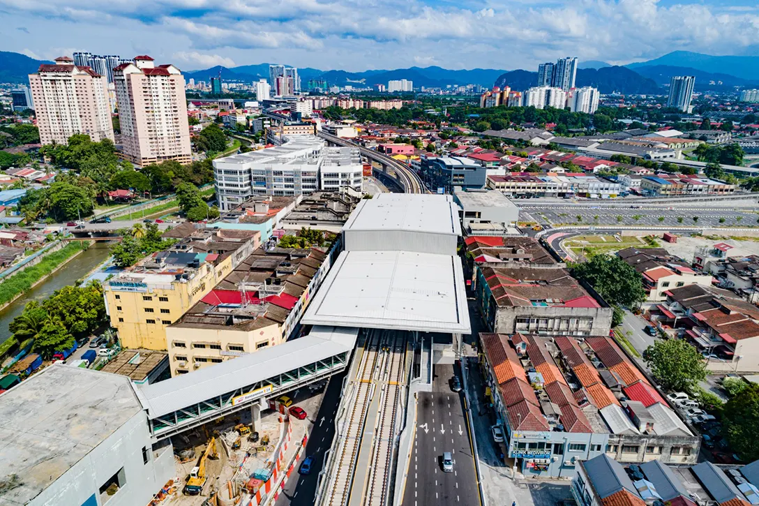 Touch-up defects and painting works in progress at the Kentonmen MRT Station