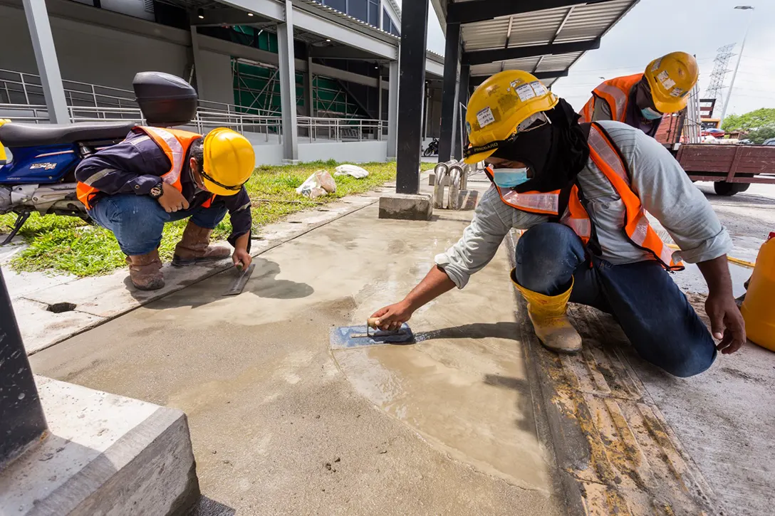 Walkway slab rectification works in progress at the Kentonmen MRT Station