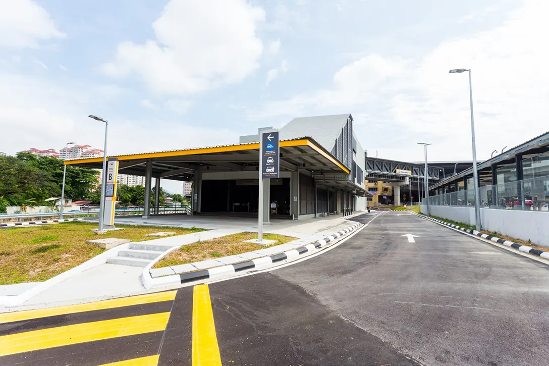 View of the completed external works at the Entrance B of the Kentonmen MRT Station.