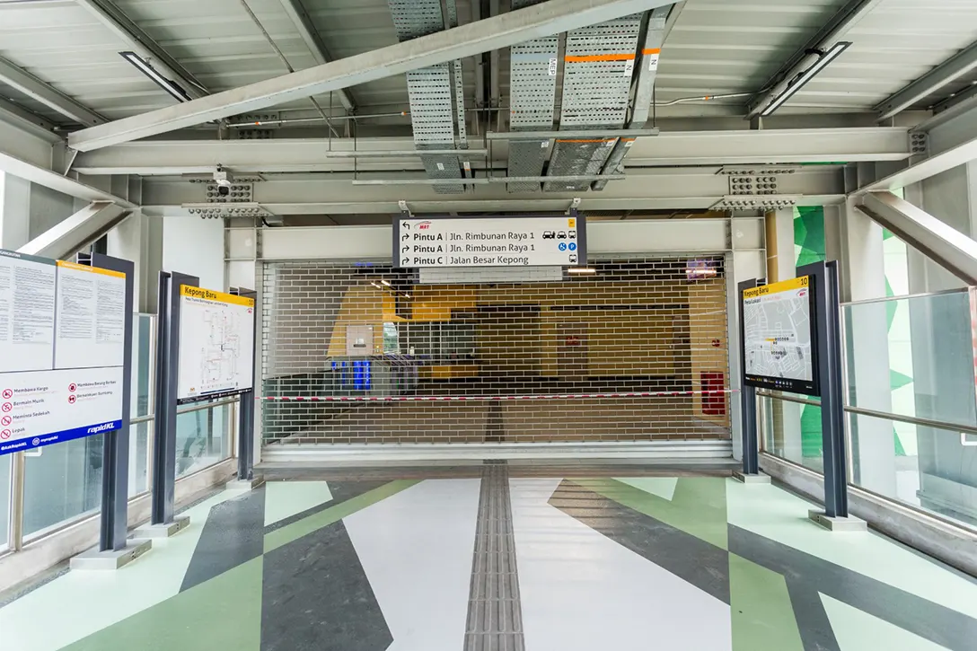 View of the Kepong Baru MRT Station showing the epoxy paint at Pedestrian Overhead Bridge completed