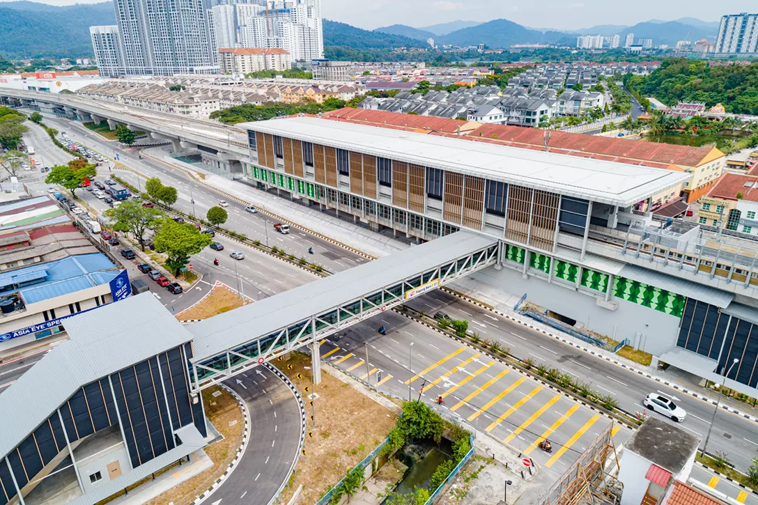 Aerial view of the Kepong Baru MRT Station showing the rectification works for defects list in progress
