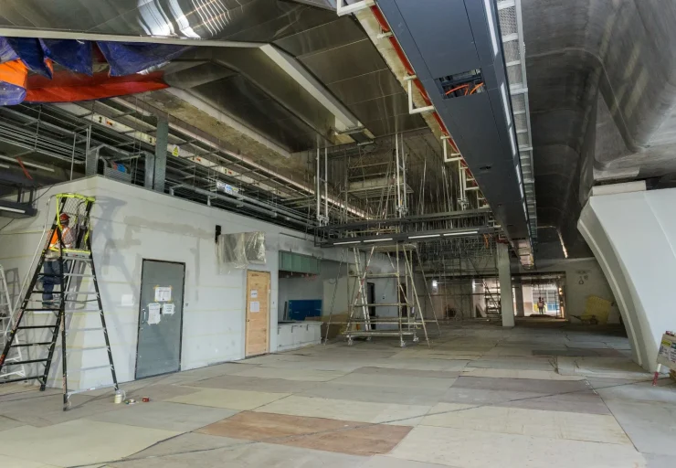 Ceiling installation and system works in progress inside the Kepong Baru MRT Station