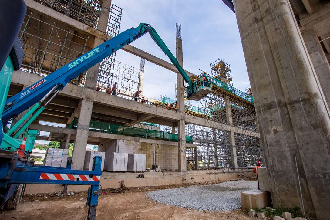 View of the Kuchai MRT Station site showing the construction of Entrance A in progress.