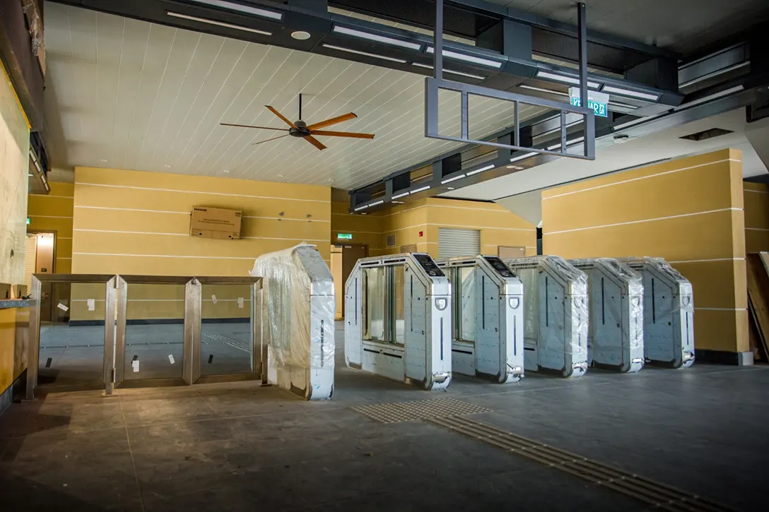 View inside the Kuchai MRT Station showing the installation of autogate works completed.