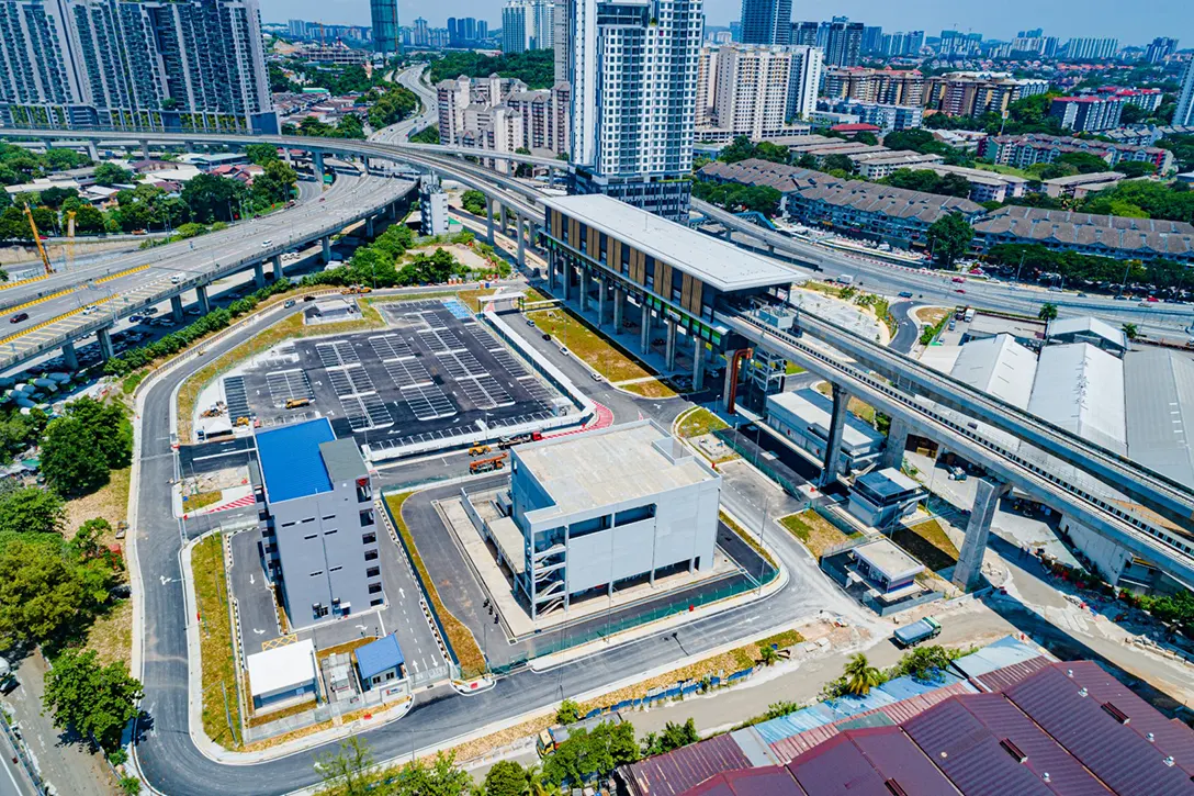 Aerial view of the Kuchai MRT Station showing the completed external infra works.