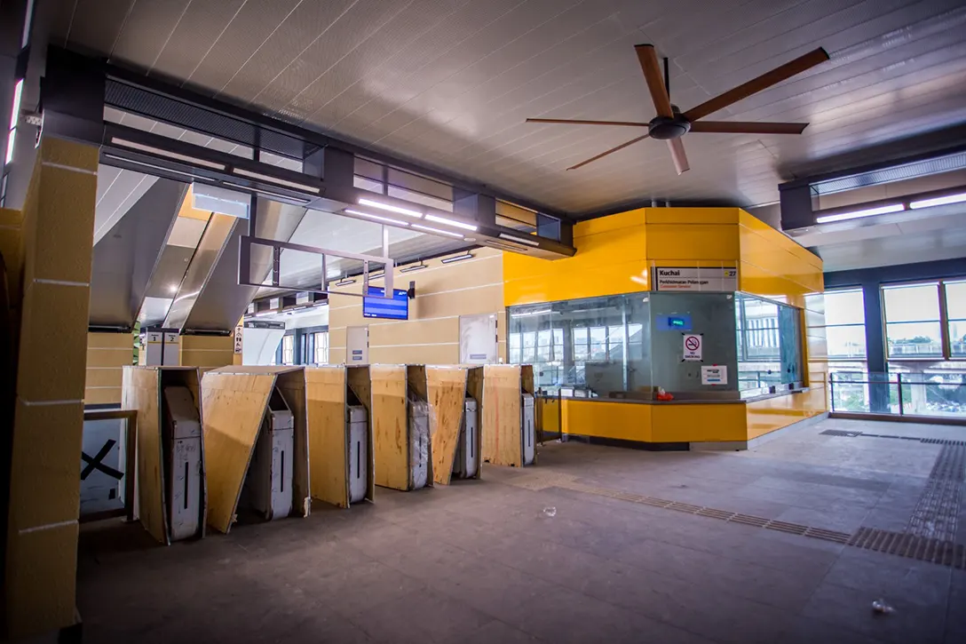 Installation of Automatic Fare Collection in progress at the Kuchai MRT Station.