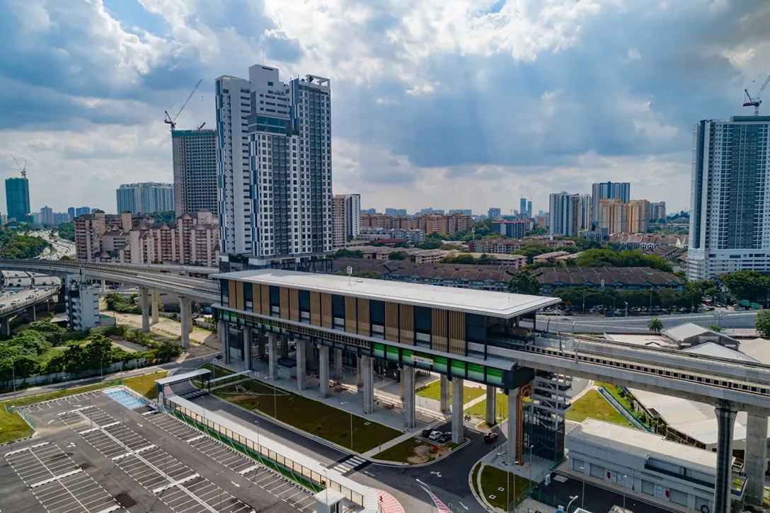 Aerial view of the Kuchai MRT Station showing the completed external infra works.