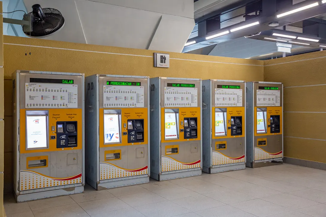 Testing of ticket vending machine system in progress at the Kuchai MRT Station.
