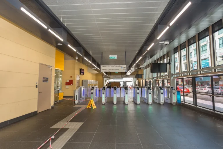 View inside the Metro Prima MRT Station showing the site cleaning in progress for handing over to the operator, Rapid Rail