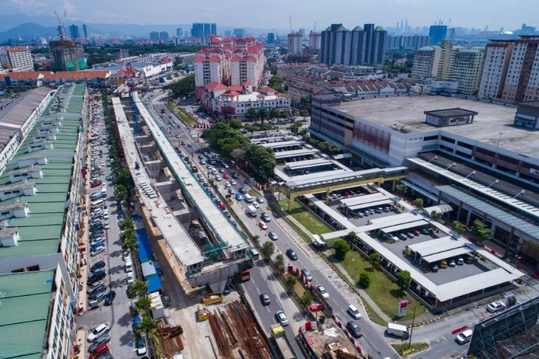 Ongoing Segmental Box Girder launching works at the Metro Prima MRT Station site