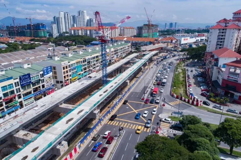 Construction of beam, slab and column in progress for the Metro Prima MRT Station concourse level