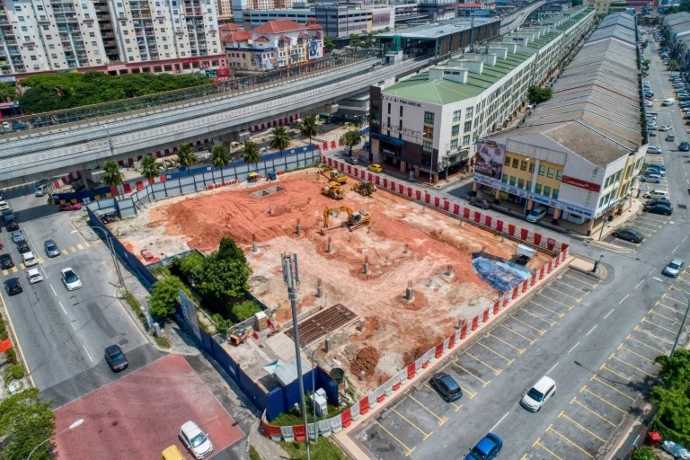 Backfilling and compaction works in progress for the Multi Storey Park and Ride at the Metro Prima MRT Station site