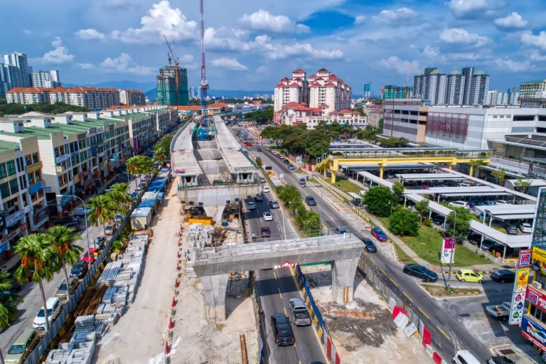 Aerial view of the completed portal construction works at the Metro Prima MRT Station site