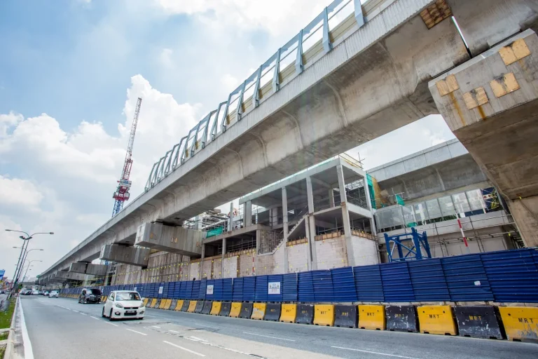 Installation of blockwall in progress at the concourse level of Metro Prima MRT Station