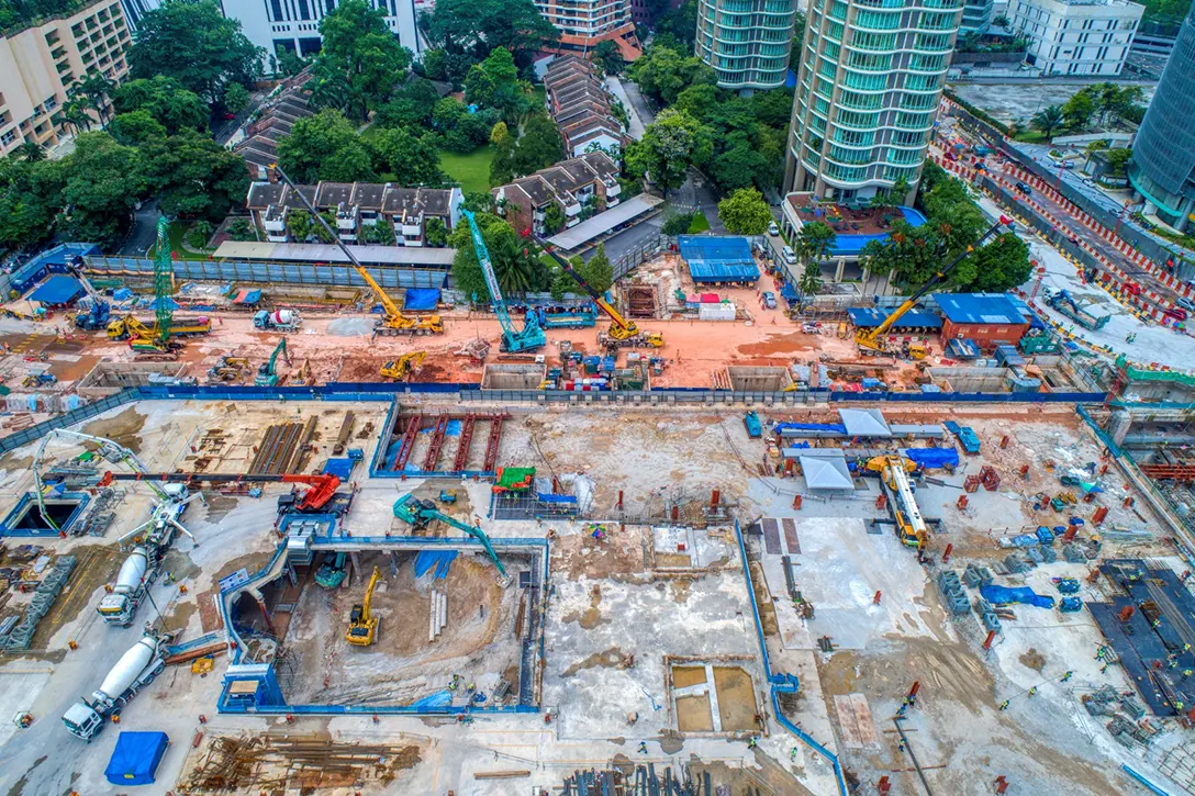 Overall layout of the Persiaran KLCC MRT Station ground level.