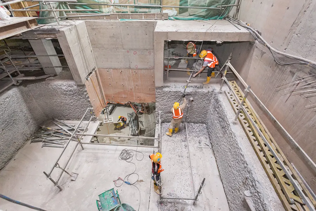 Preparation works for temporary opening reinstatement at the Persiaran KLCC MRT Station.