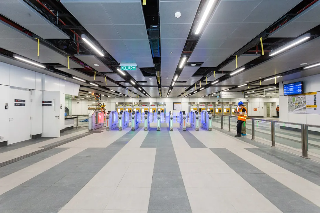 Automatic Fare Collection gate at the Persiaran KLCC MRT Station concourse level